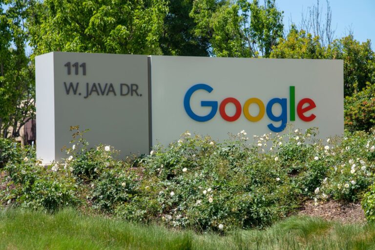 Photo of Google sign at company headquarters