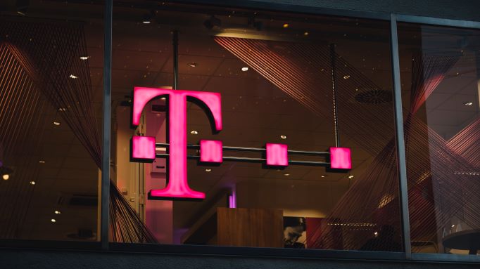 Photo of T-Mobile sign on window