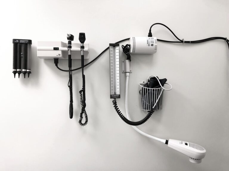 Medical devices hanging on wall