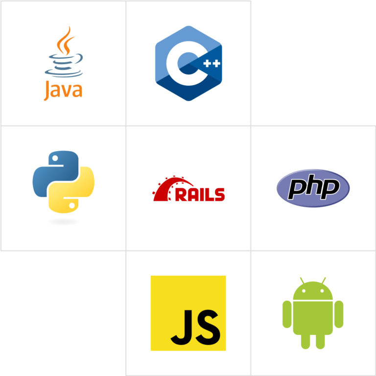 logos of popular programming languages