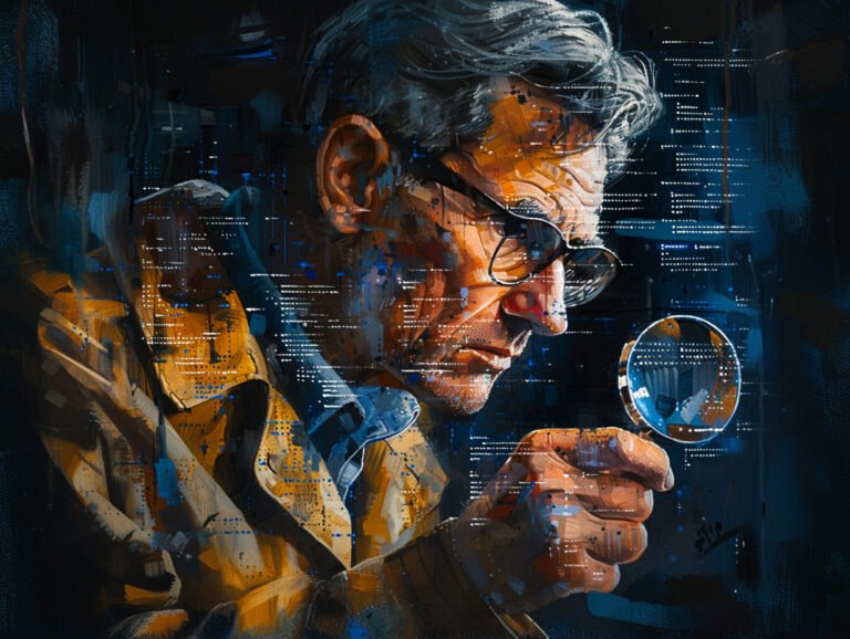 software detective holding a magnifying glass
