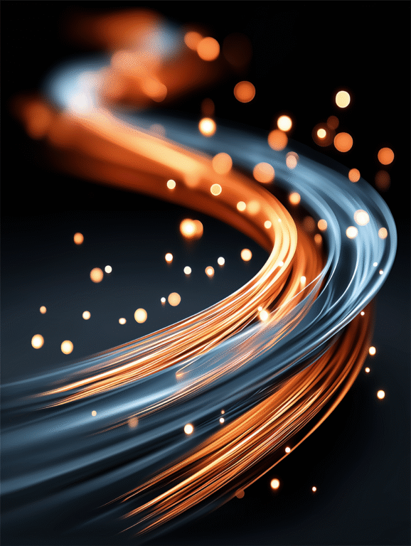 abstract rendering of broadband data transmitted through fiber-optic cables