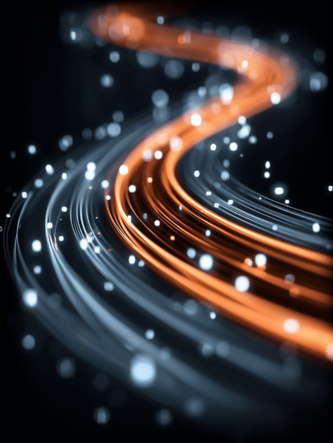 abstract rendering of broadband data transmitted through fiber-optic cables
